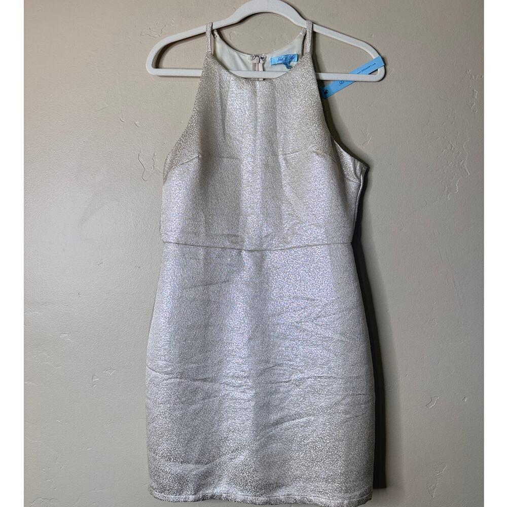 NWT She + Sky Boutique Gold and Cream Shimmer Dress Medium